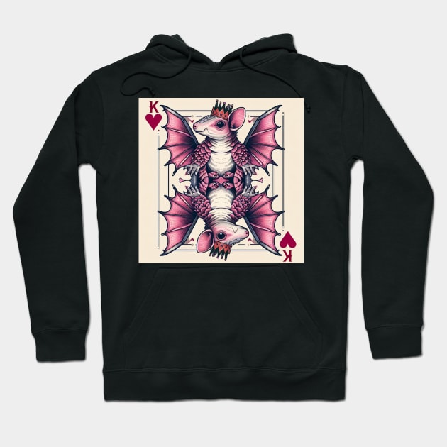 Pink Fairy Armadillo Dragon King of Hearts Hoodie by Biothurgy